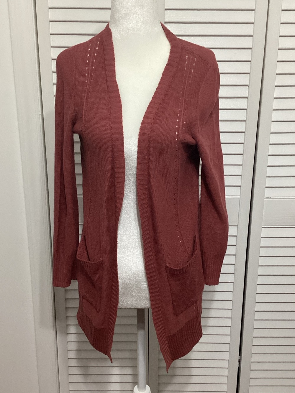 Pink Rose Open-Front Cardigan in Rosewood